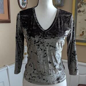 Olive Vintage Y2K/2000s Agua Blues Crushed Velvet 3/4 Sleeve Top